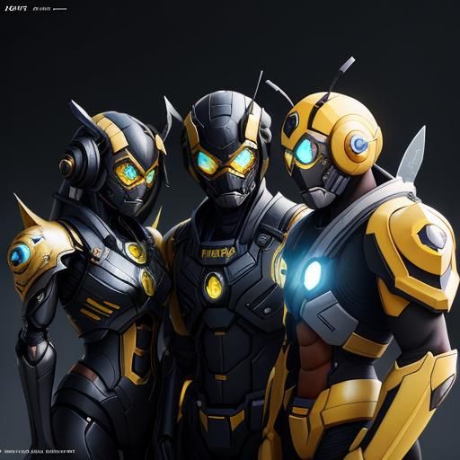 Detailed 3D Anime Art of Bumble Bees