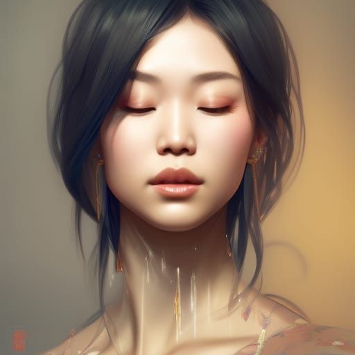 Hyperdetailed Portrait of an Asian Queen
