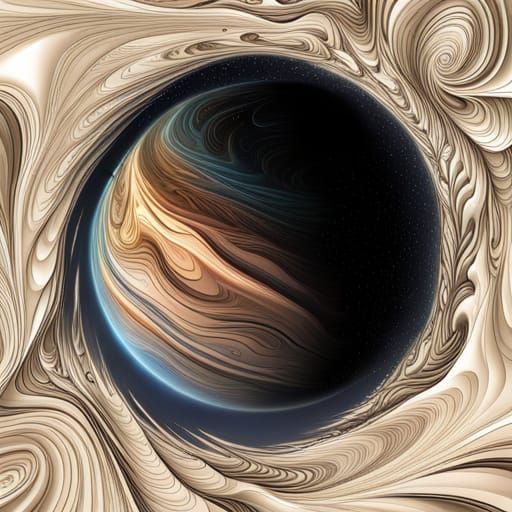 Colorful Planet with Nebula Background in Fractal Design