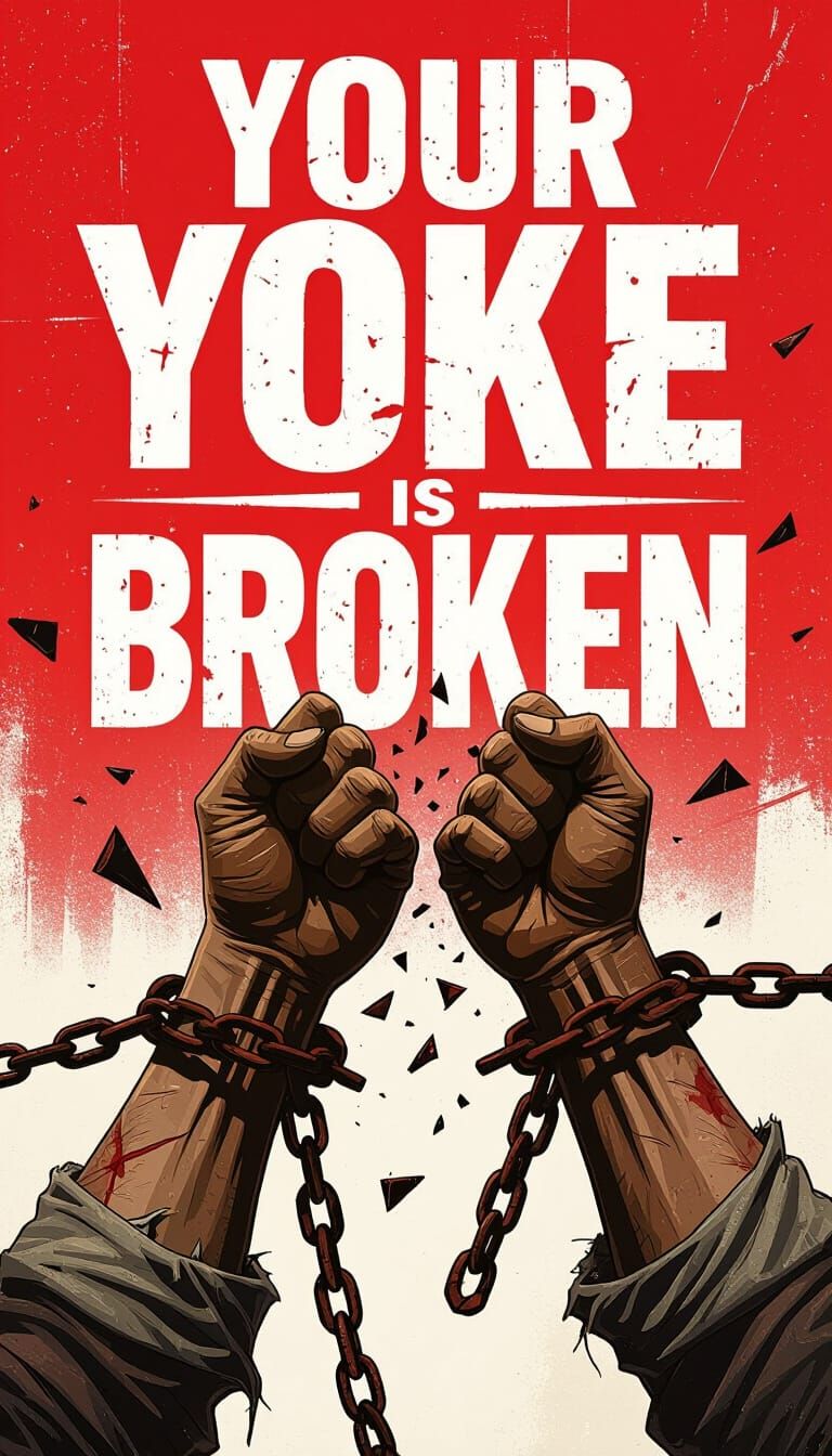 Hands Breaking Chains in Gritty, Realistic Style