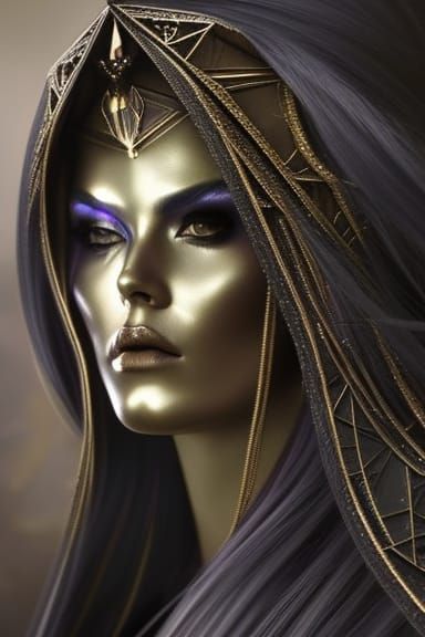 Metal Witch Portrait in Pencil Sketch Style