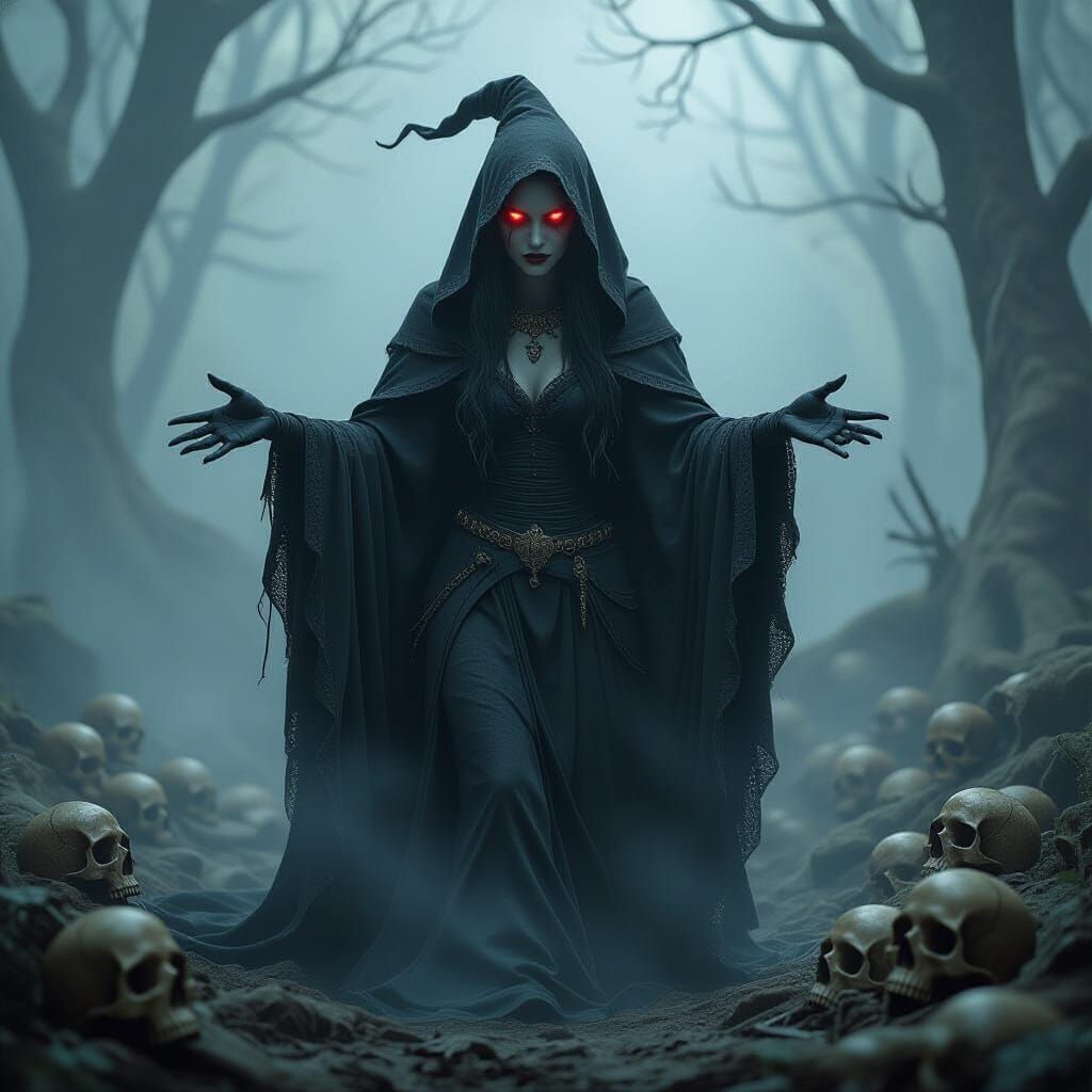 Demonic Witch Emerges from the Fog