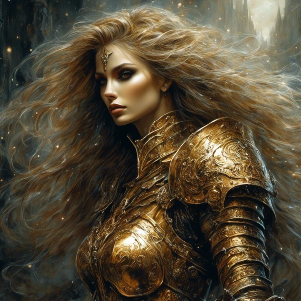 Golden Knight in Dark Fantasy Style