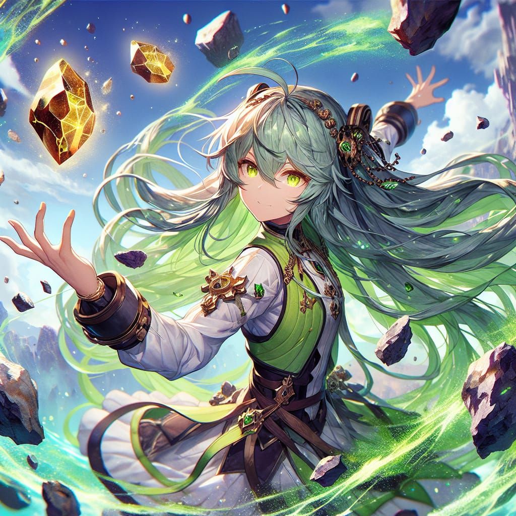 Anime Geomancer Activating Elemental Tattoos in Fantasy Art