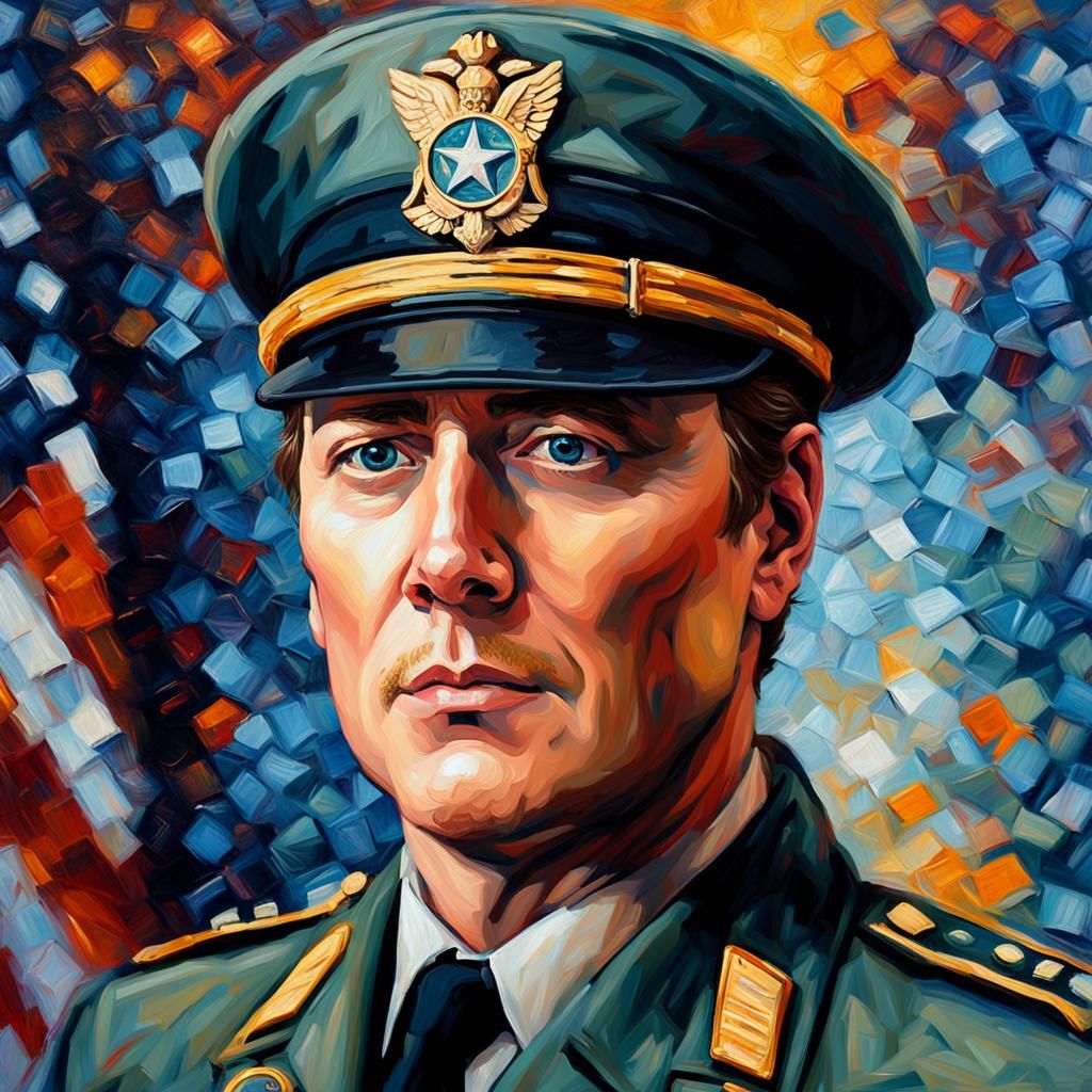 James Spader in Military Uniform: Neo-Impressionist Portrait