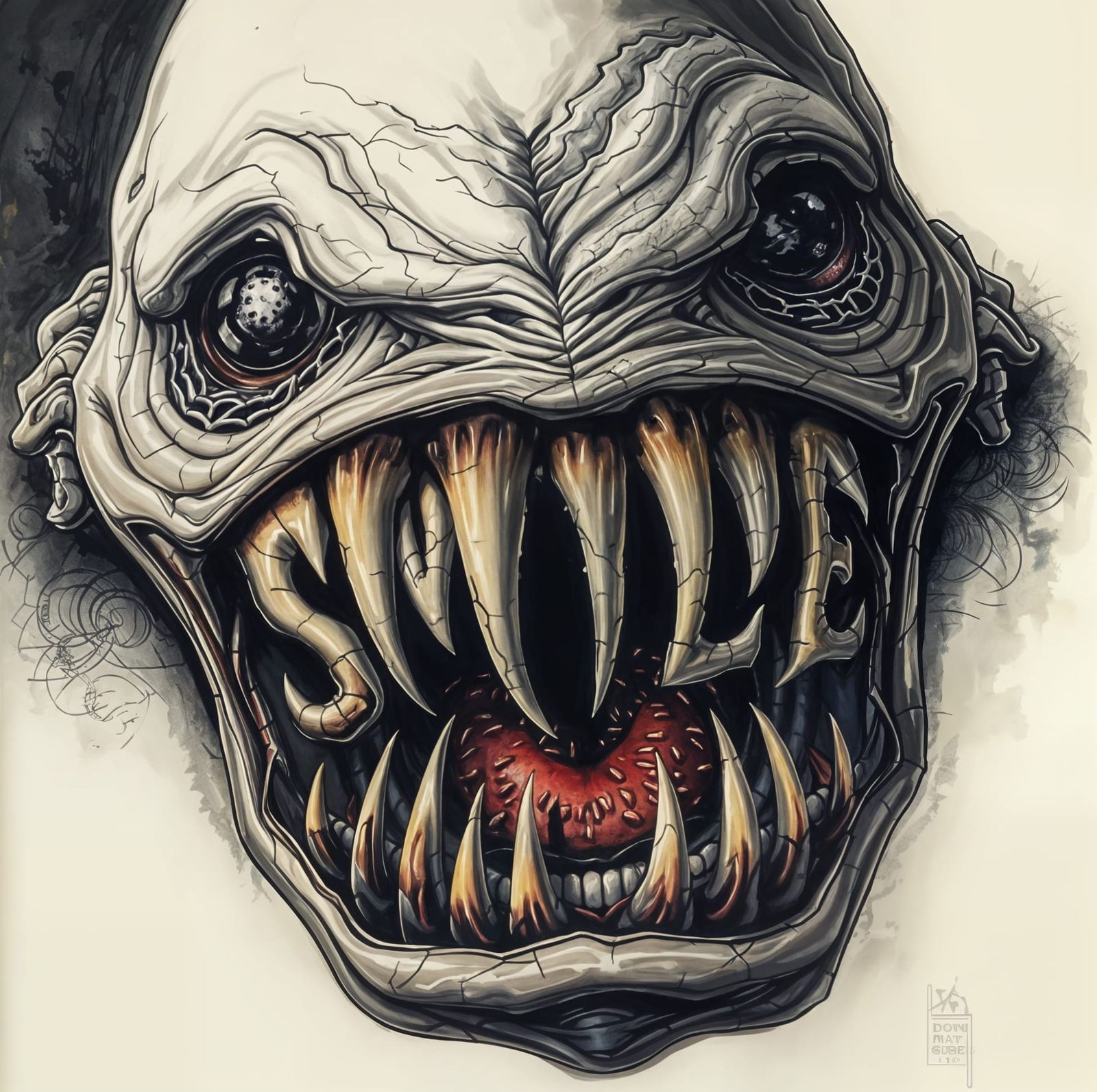 Grotesque Biomechanical Creature Spells SMILE