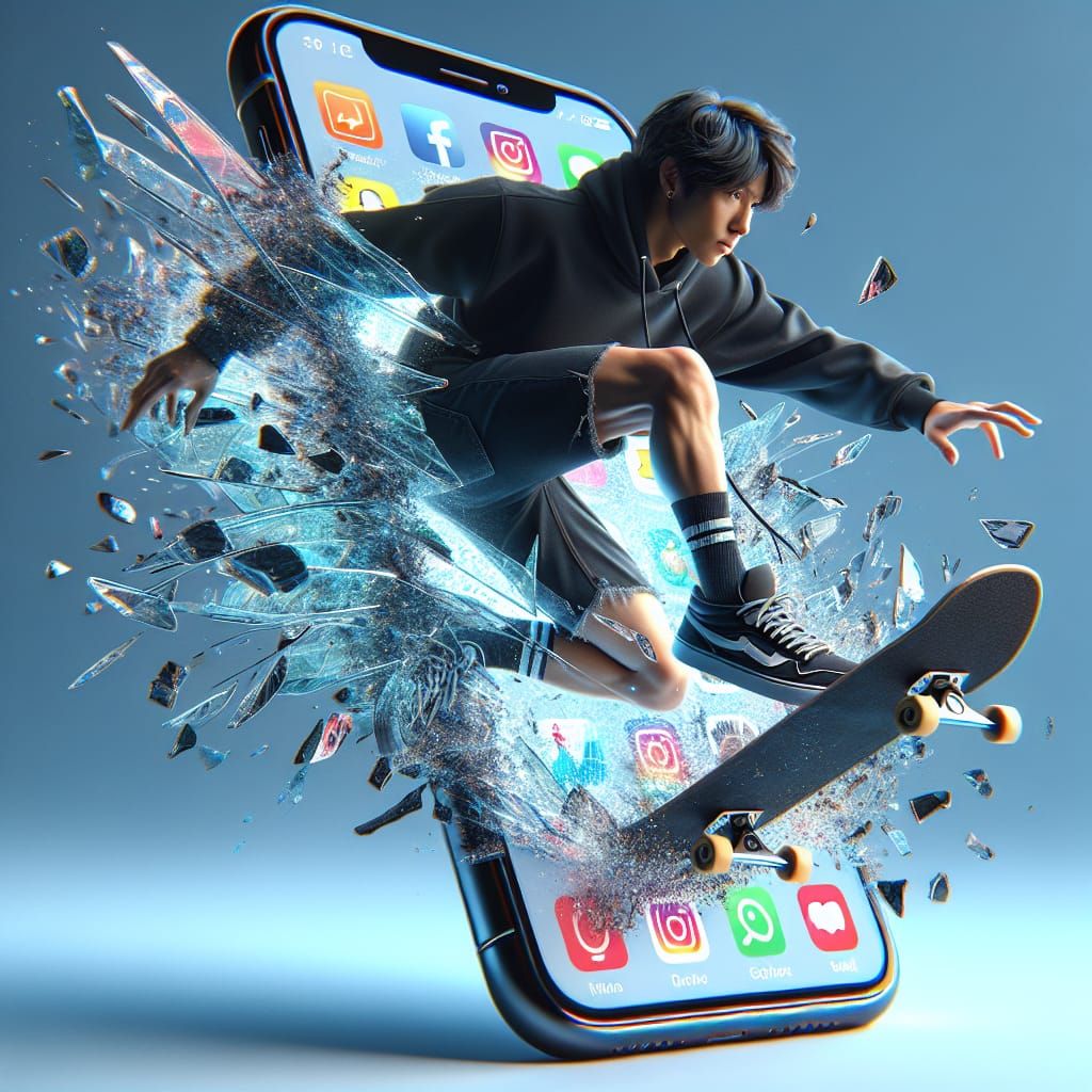 Skateboarder Bursts Through iPhone Screen