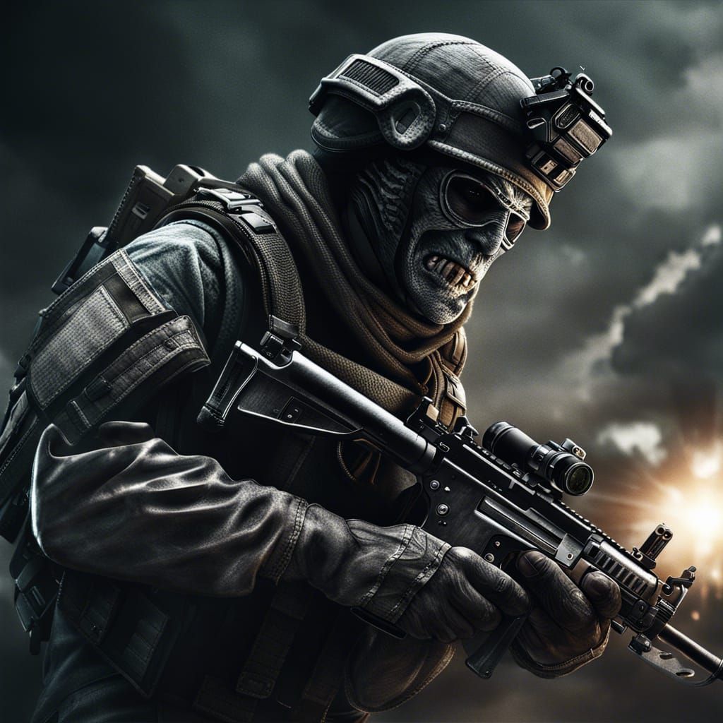 Hyperrealistic Image of Ghost from Call of Duty