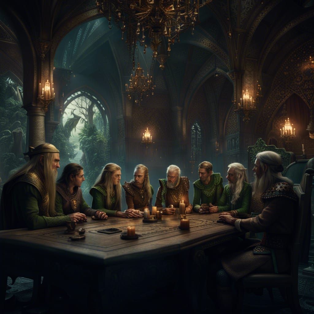 Elven Council Gathering: Epic Digital Matte Painting