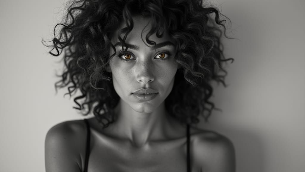 Striking Black and White Portrait of Athletic Woman