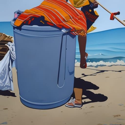 Detailed Gouache Painting of Laundry