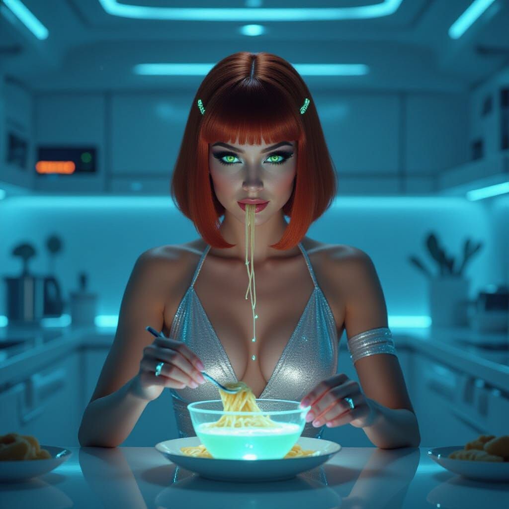 Celestial Witch Eats Levitating Spaghetti