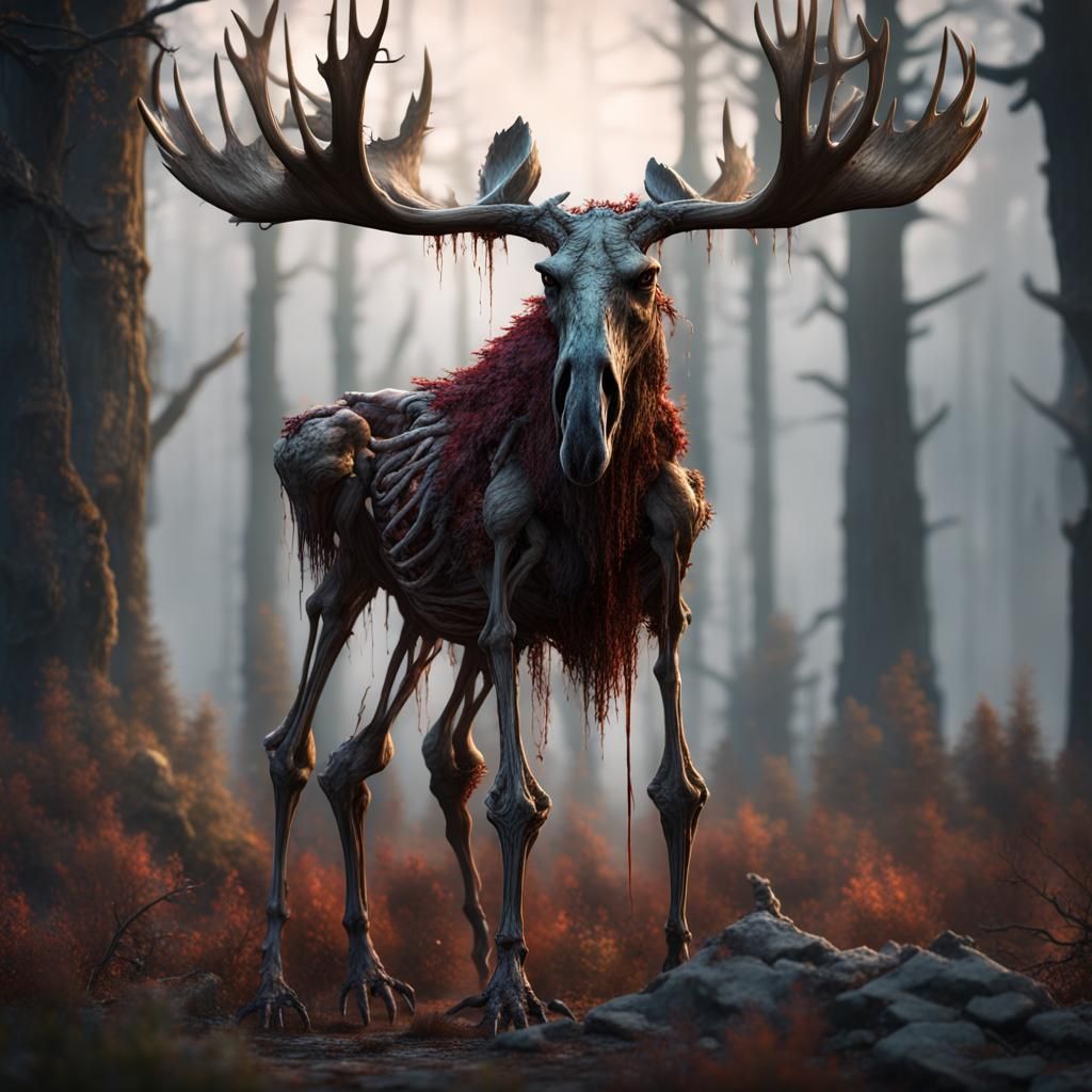 Undead Moose: A Fantastical Zombie Concept