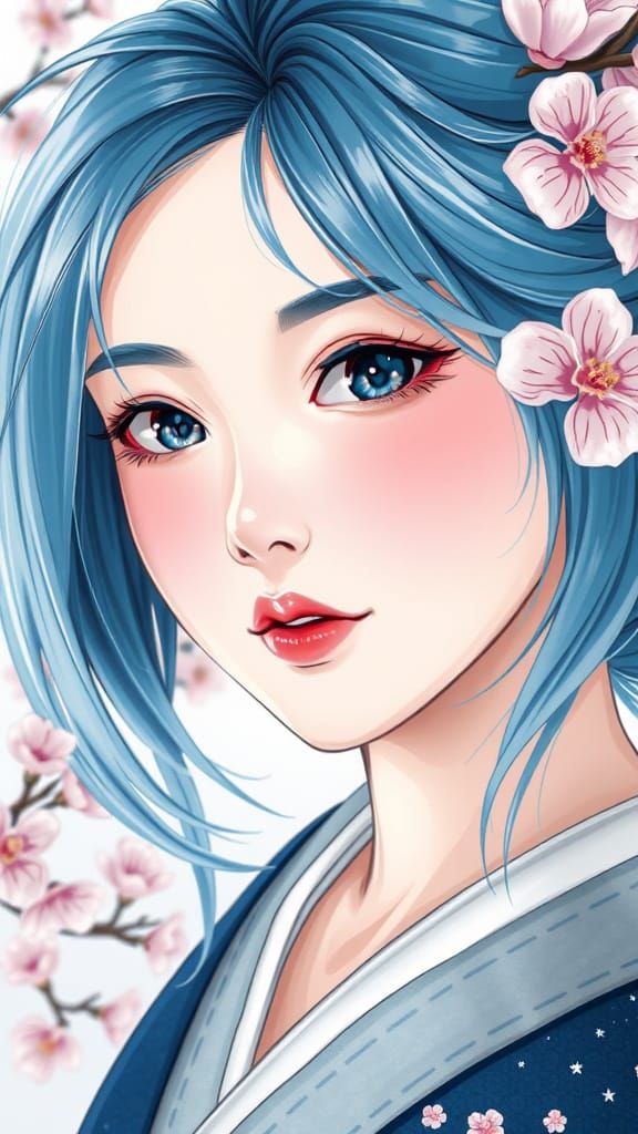 Breathtaking Portrait of a Geisha in Sakura Bloom