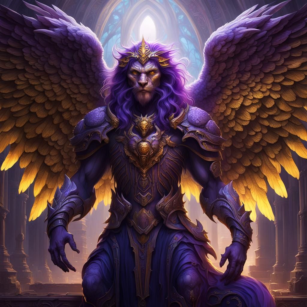 Lion-bodied Angel Creature in Dark Fantasy Style