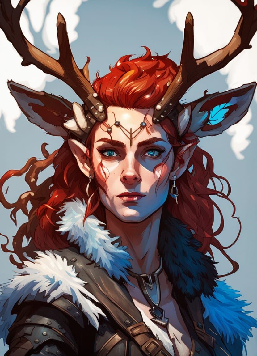 Female Faun in Leather Armor, Comic Book Art