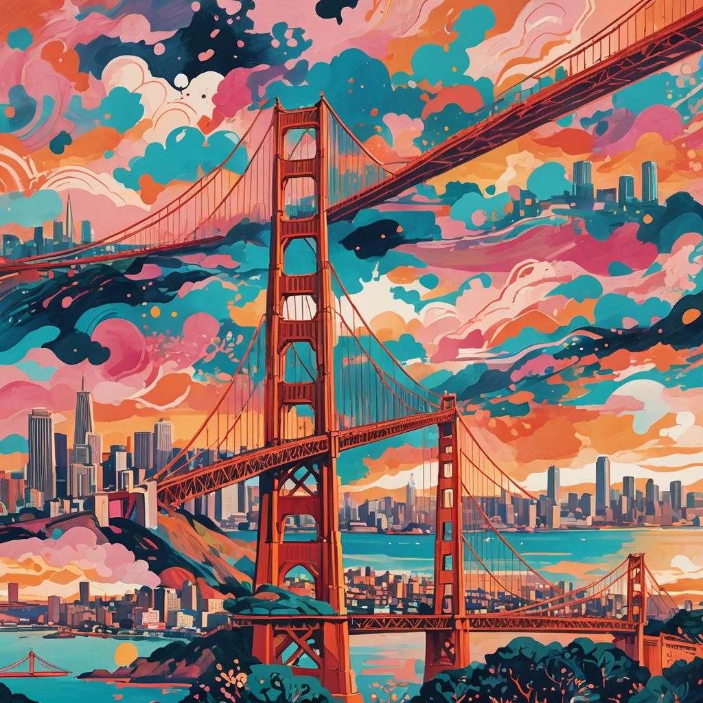 Vibrant Abstract San Francisco in Fauvist Style