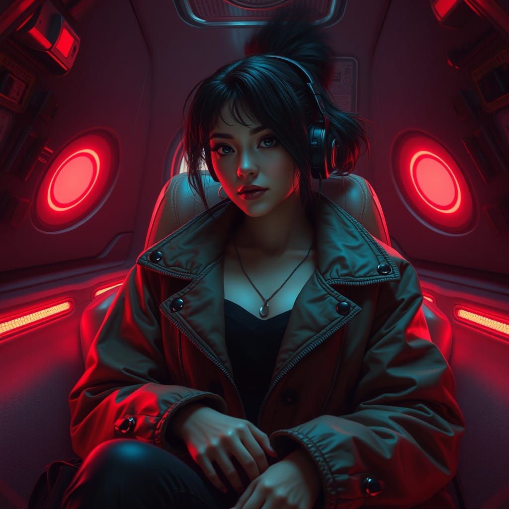 Cyberpunk Woman in Futuristic City