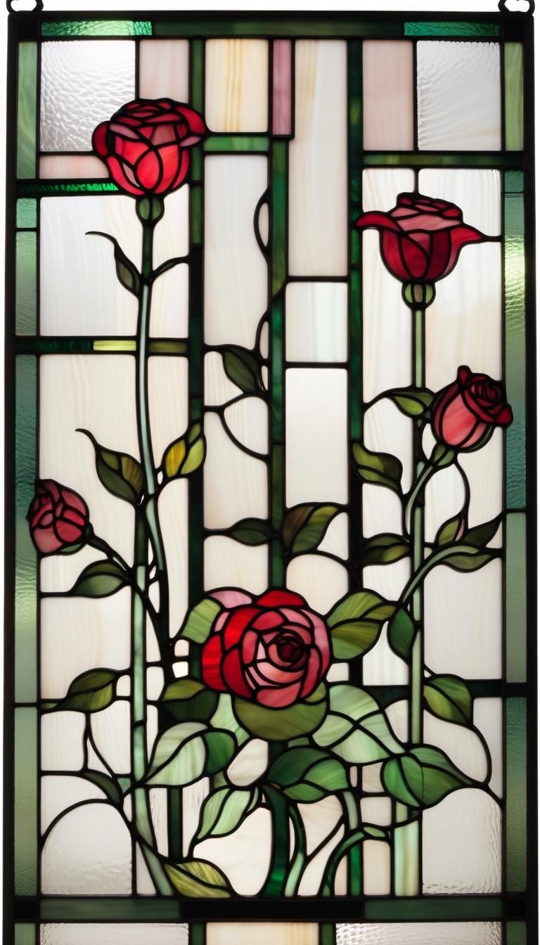 Mackintosh Inspired Stained Glass Rose Design