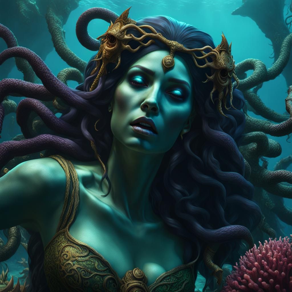 Undead Medusa Queen in Detailed Digital Painting