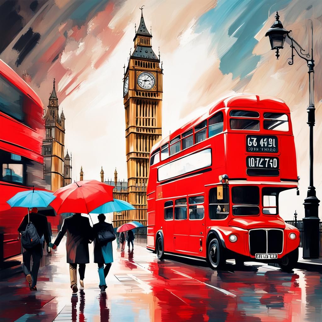 London Postcard with Big Ben in Splash Art