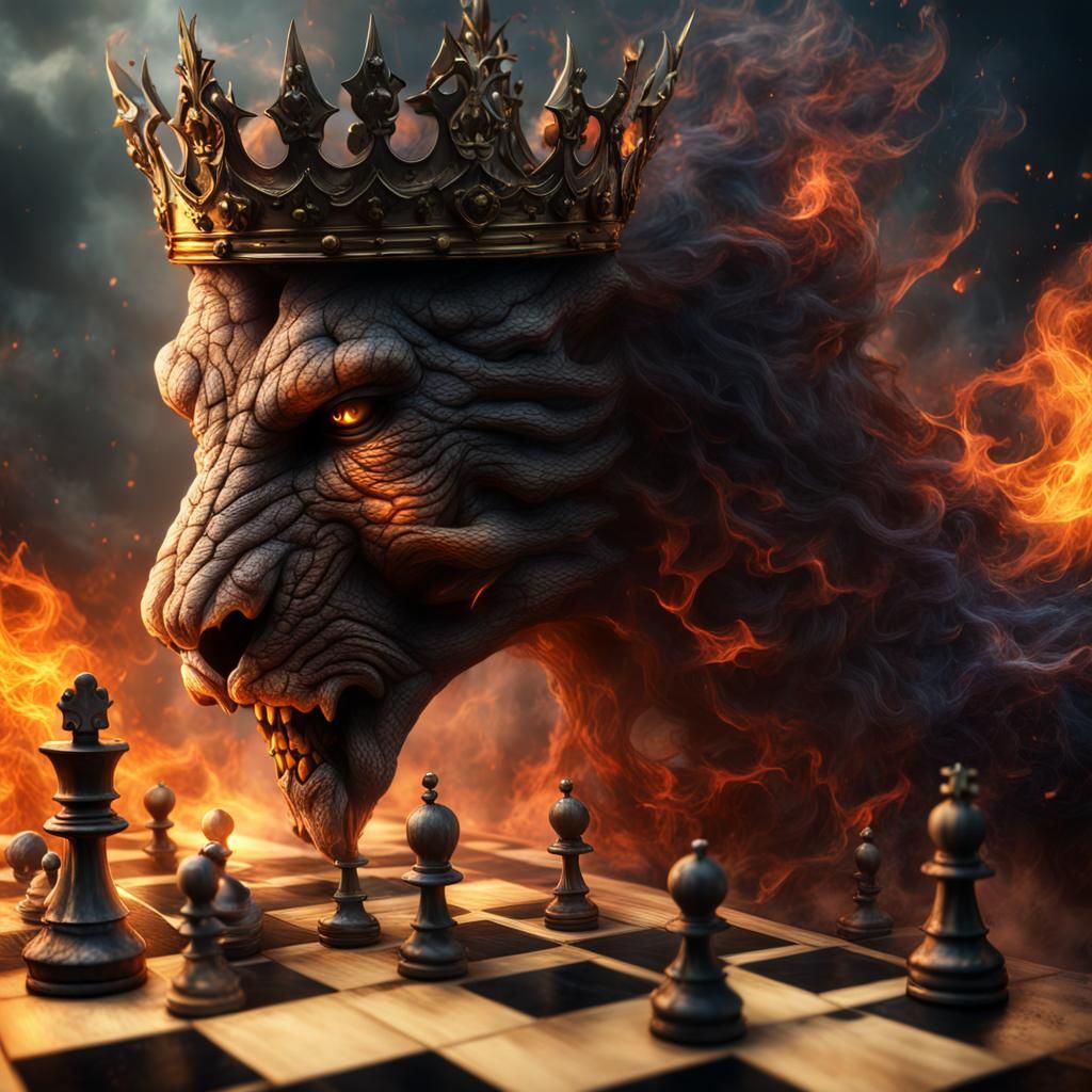 Dark Fantasy Typography With Chessboard and Crown