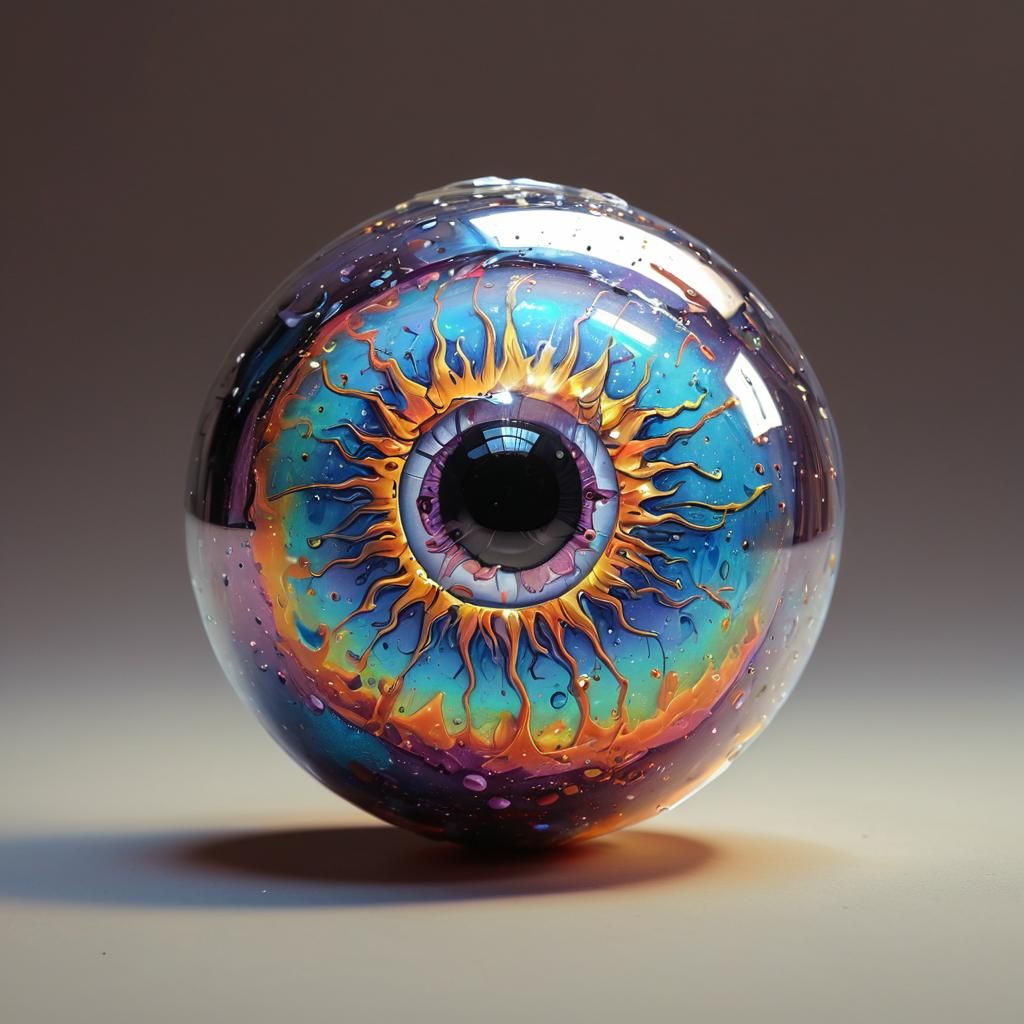 A holographic liquid chrome finish eyeball with holographic ...