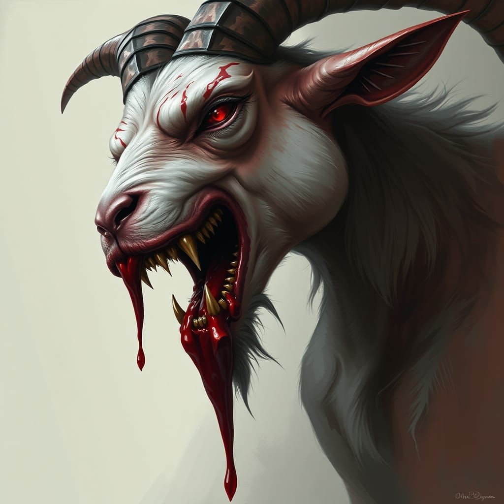 Photorealistic Blood Sucking Goat Demon