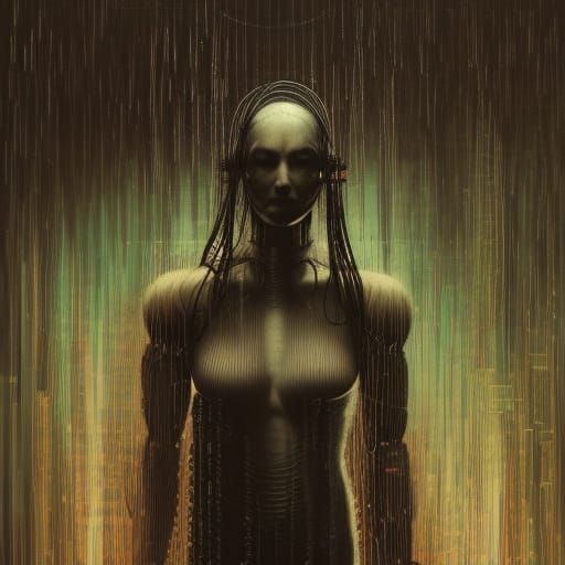 Cyberpunk Hacker in Dystopian City with Biopunk Influences