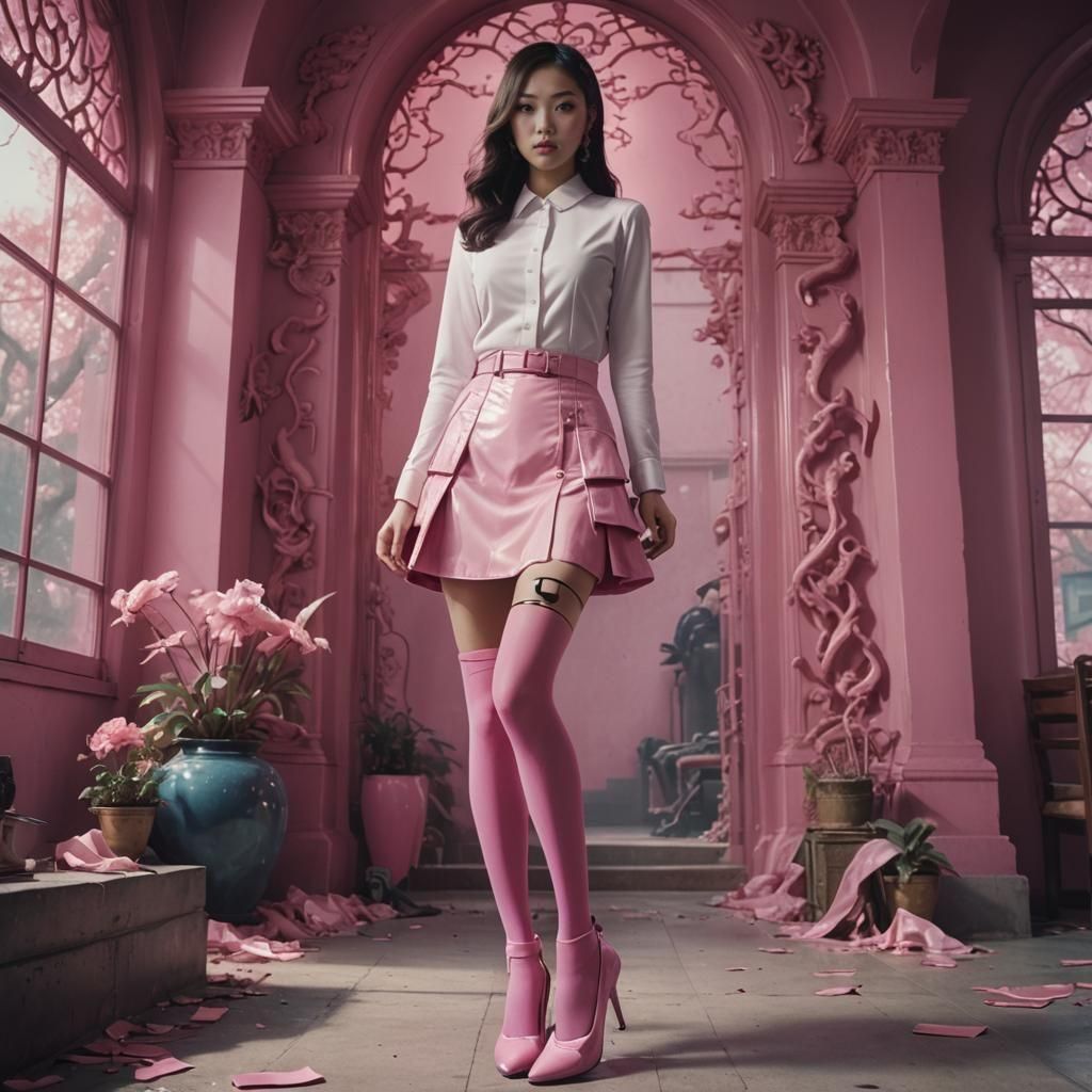 Cyber Asian Girl in Cinematic Film Style