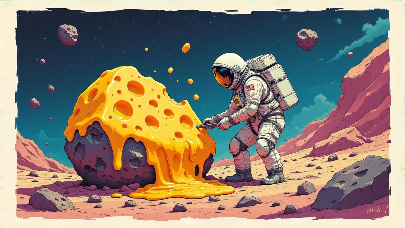 Vibrant Asteroid Mining Scene in Lower Right Corner