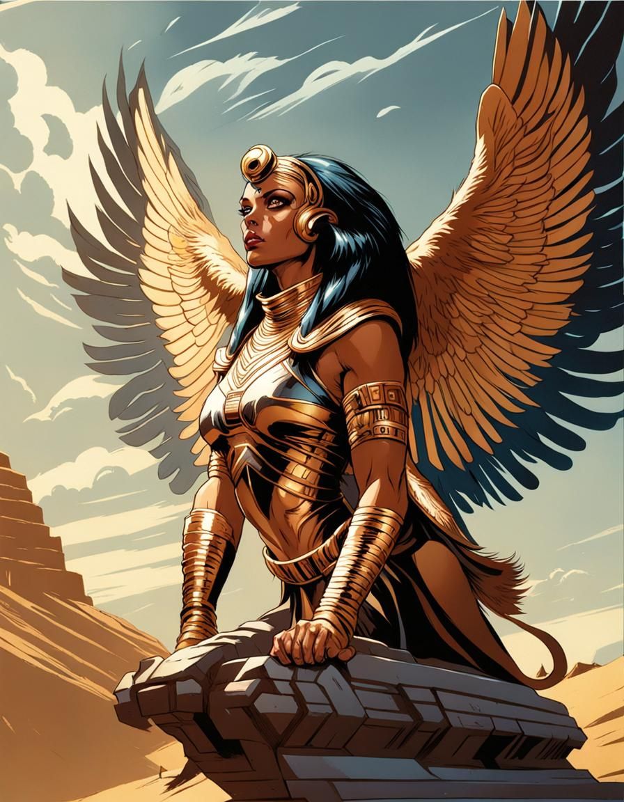 Woman Sphinx in Comic Book Art Style