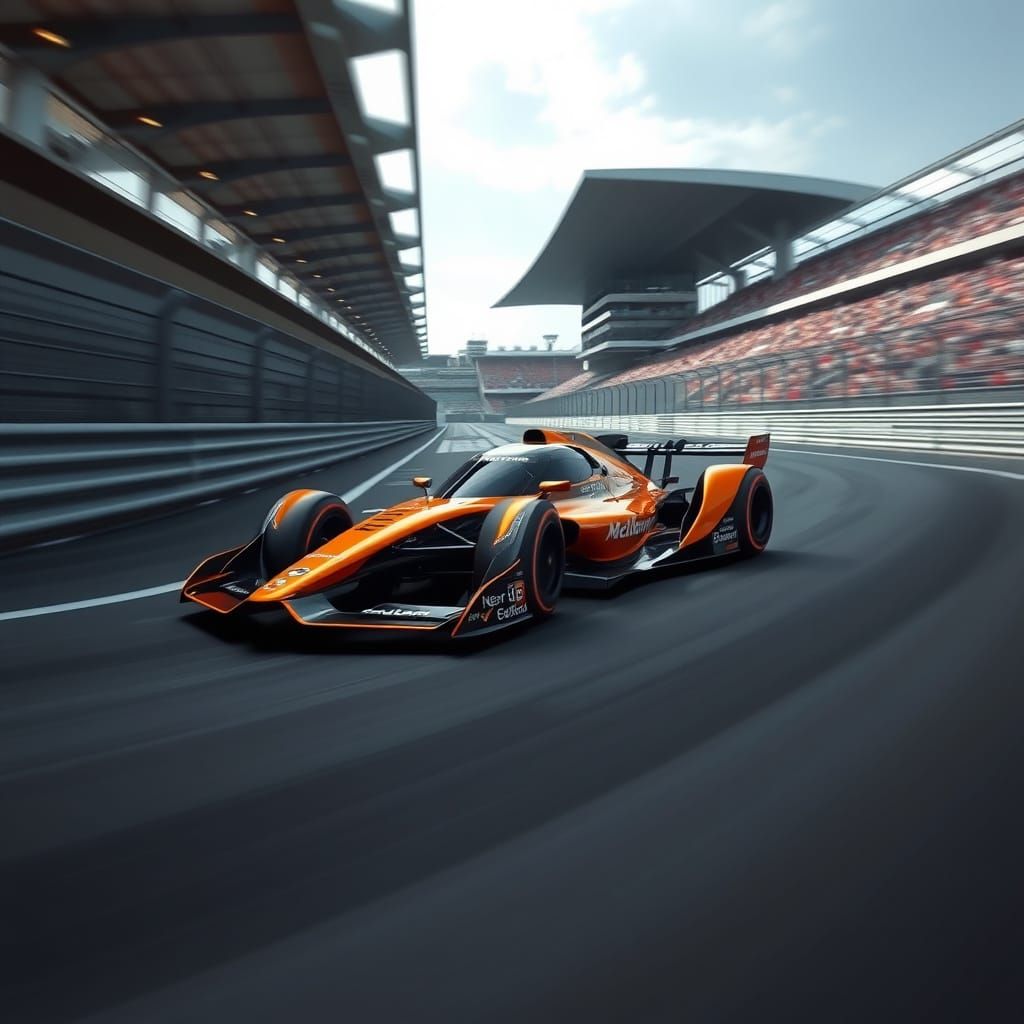 McLaren Race Car Speeding in Futuristic Style