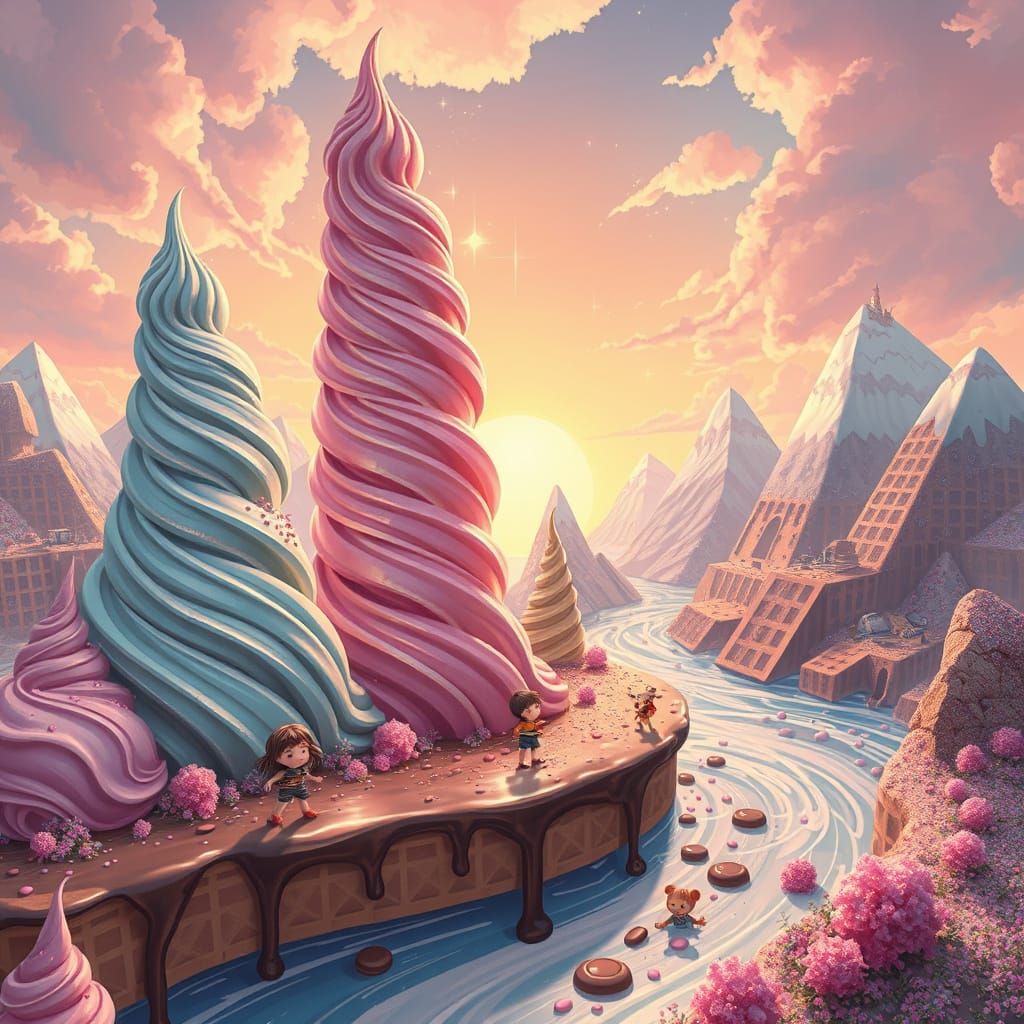 Magical Ice Cream Fantasy Landscape
