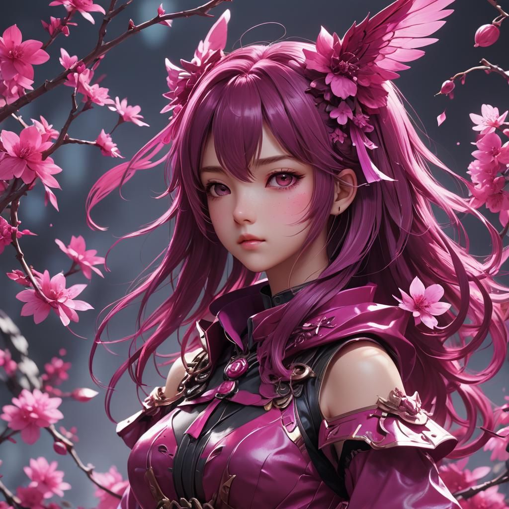 Magenta Aesthetic in 3D Anime Style