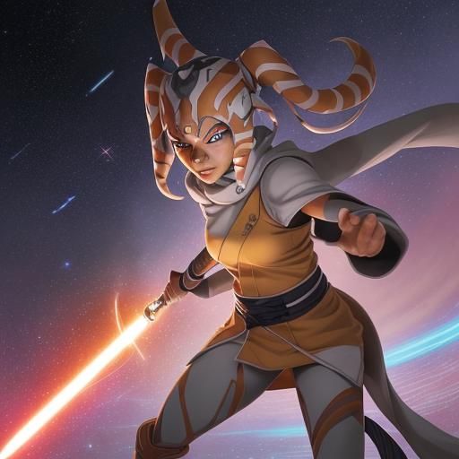 Ahsoka as Naruto with Galaxy Orb, Anime Style