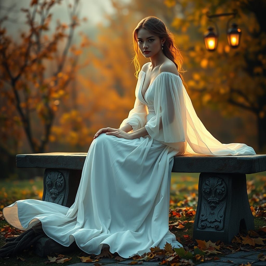 Serene Autumn Goddess in Cinematic Realism Style