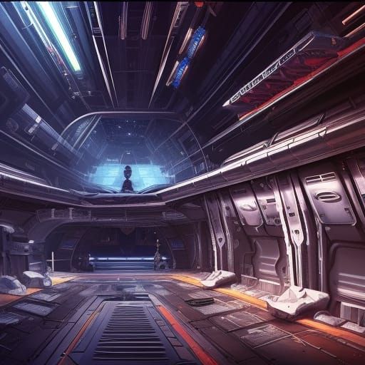 Cyberpunk Space Station Interior: Digital Matte Painting