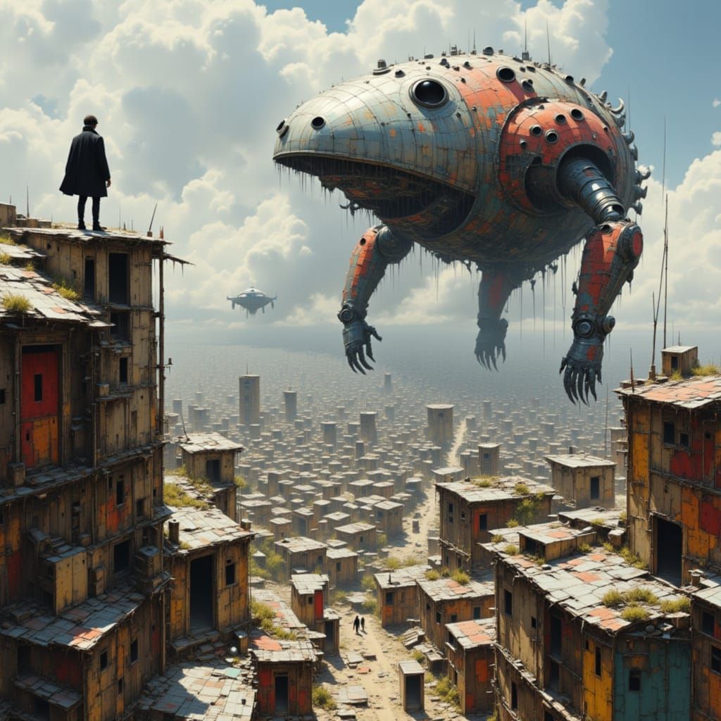 Giant Mechanical Beasts Terrorize Town from High Tower