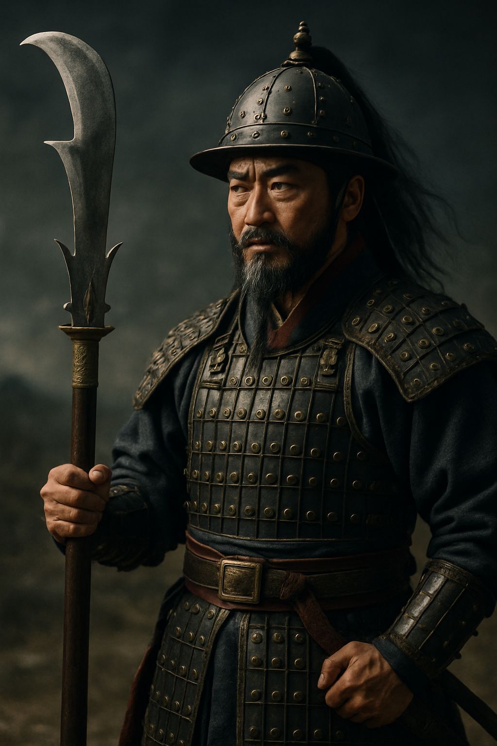 Korean Warrior with Woldo Polearm in Hyperrealistic Style