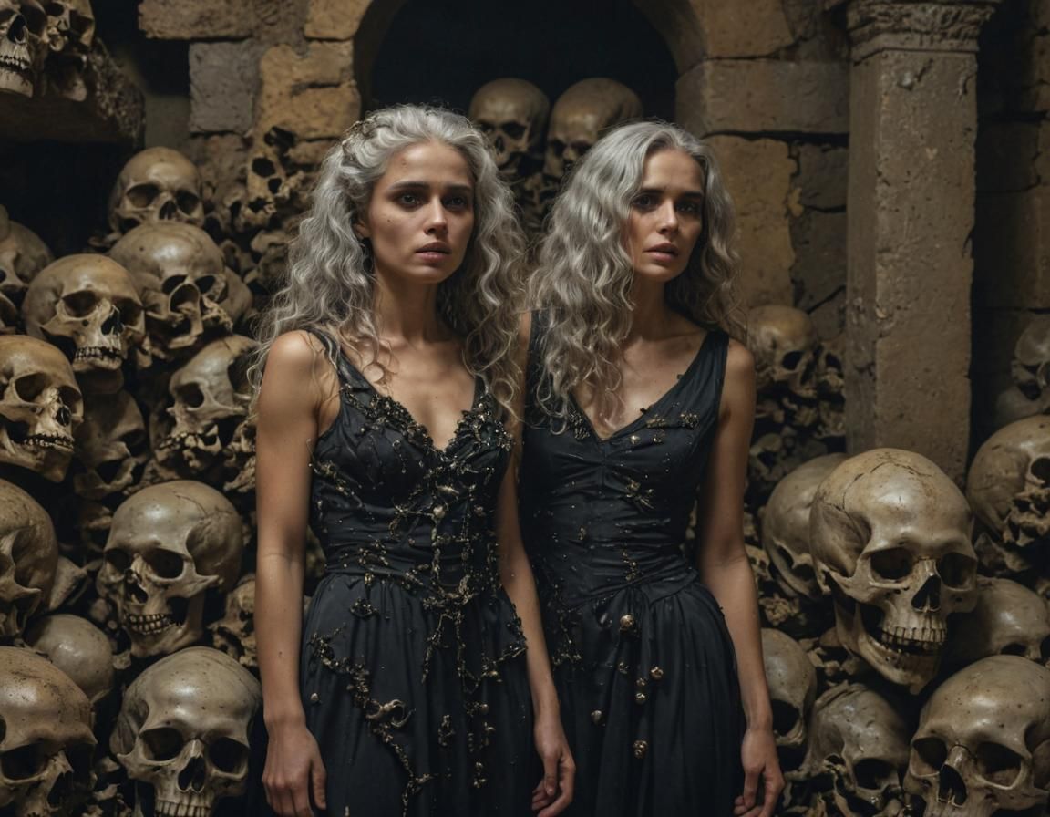 Lost Woman in Paris Catacombs: Hyperrealistic Art