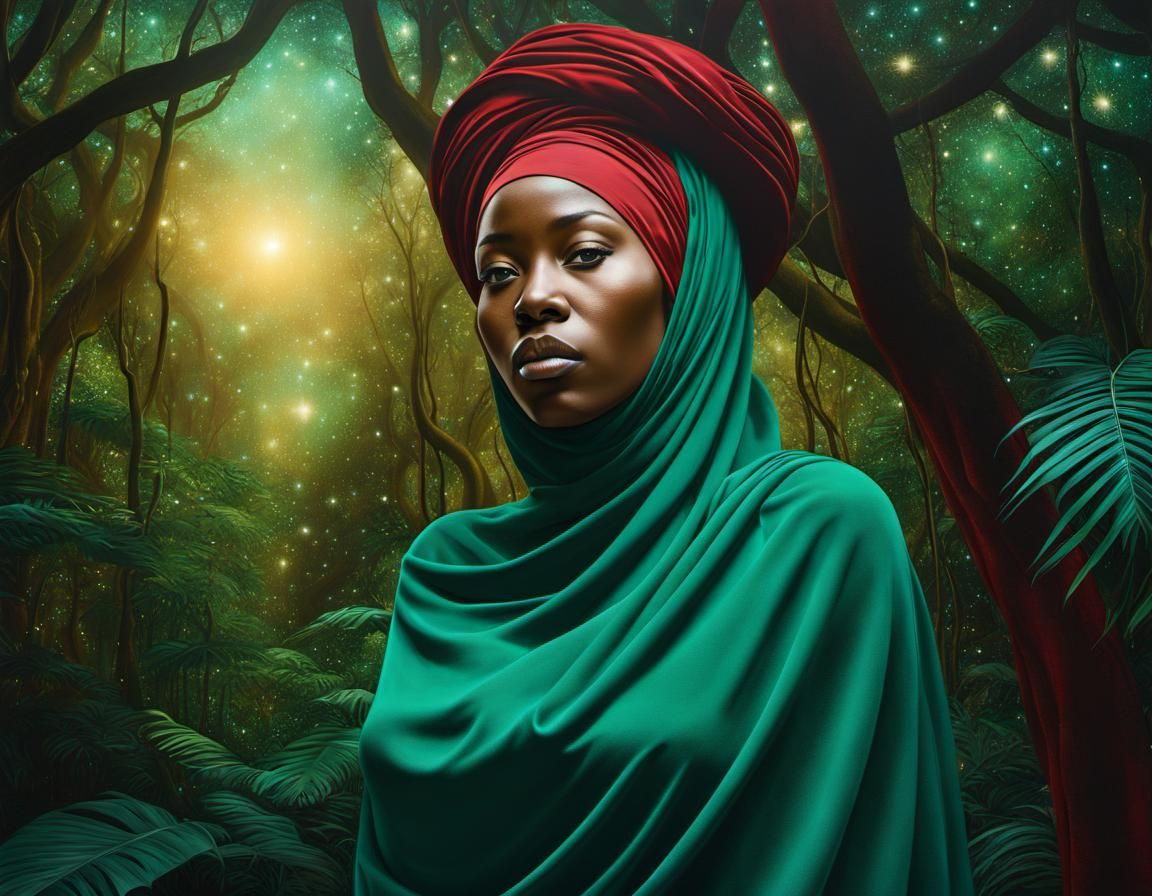 Surrealist Portrait of Woman Emerging from Cocoon