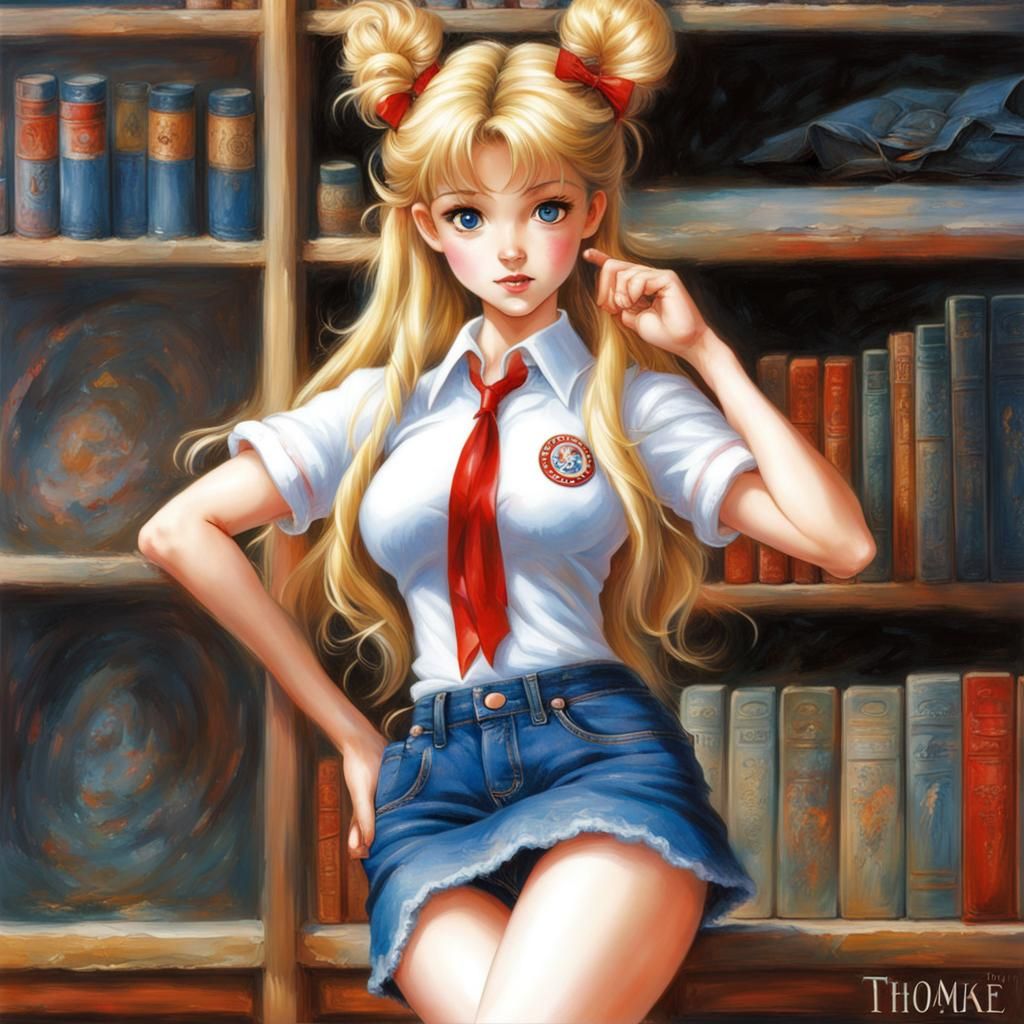Usagi Tsukino in Fantasy Landscape, Luminist Style