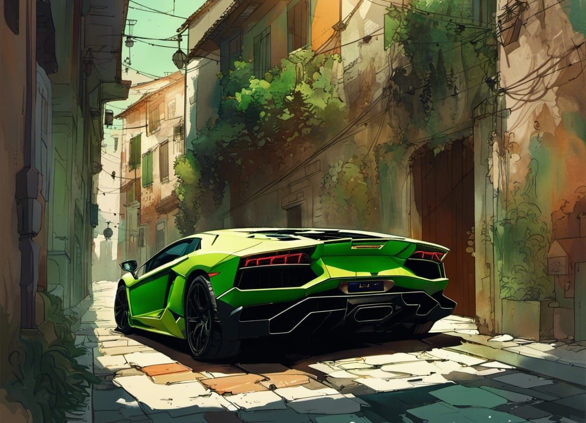 Green Lamborghini Aventador