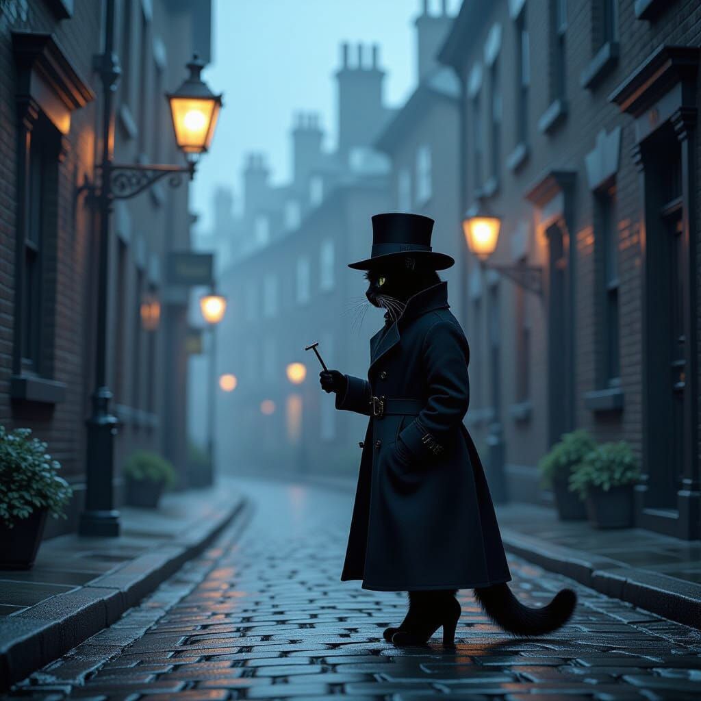Victorian Cat Detective in Foggy London