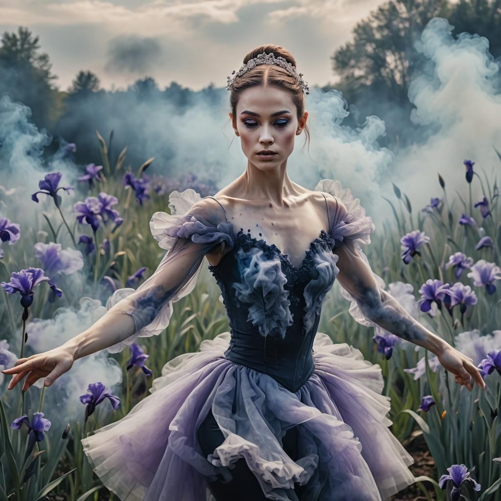 Smoke Ballerina in Futuristic Iris Field