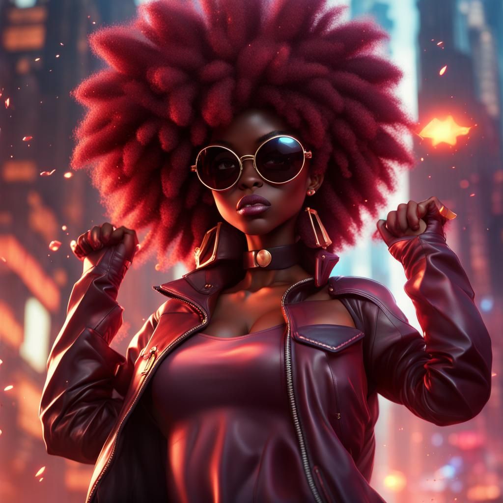 Anime Superhero with Afro in Detailed Digital Painting