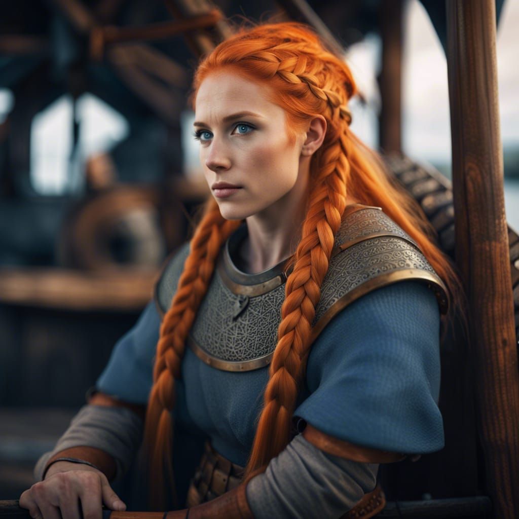 Nordic Seer on Longship in Viking Armor