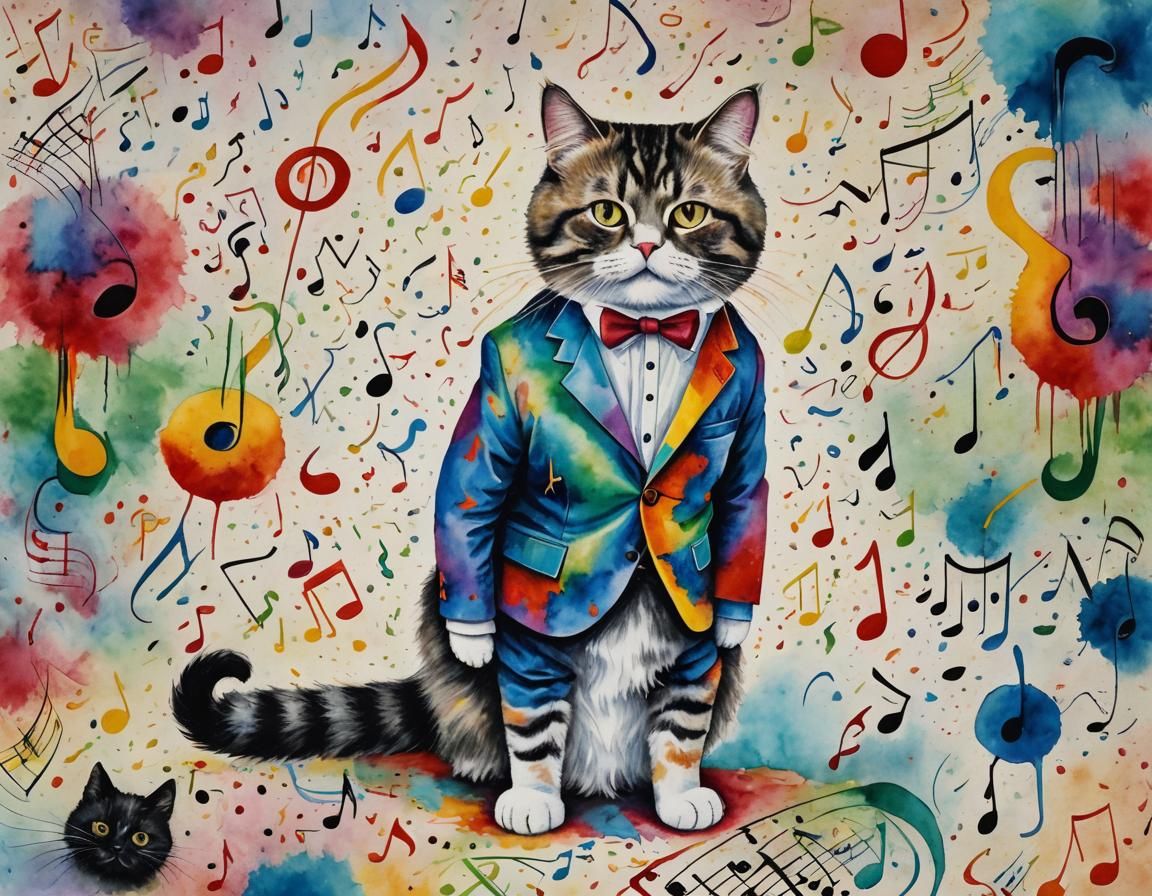 Surreal Cat Portrait in Miró Style