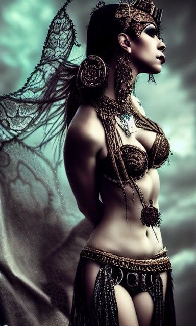 Dark Fantasy Belly Dancer in Leather and Lace